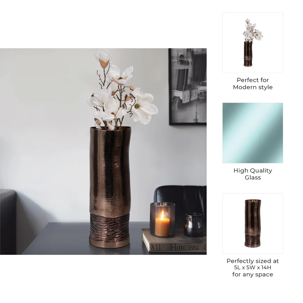 HAMDENWAY BRONZE GLASS VASE 14 (IN)