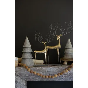 Set of 2 Antique Gold Metal Christmas Deer 3