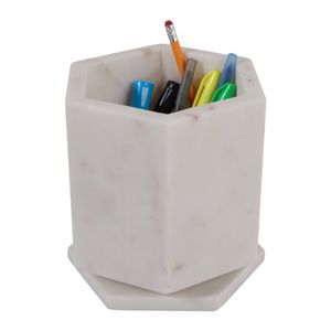 7" MARBLE SWIVEL PENCIL CUP, WHITE 3