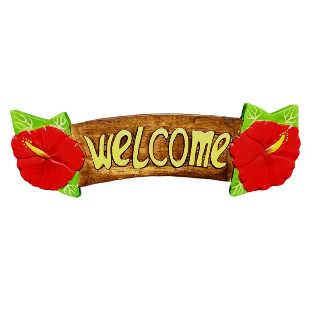 12" HIBISCUS WELCOME PLAQUE