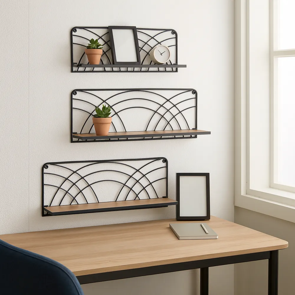 KIRAVIEW SET OF 3 BROWN WALL SHELF 8 (IN)