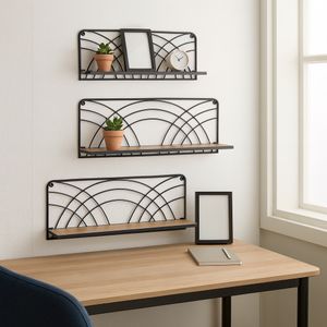 KIRAVIEW SET OF 3 BROWN WALL SHELF 8 (IN) 2