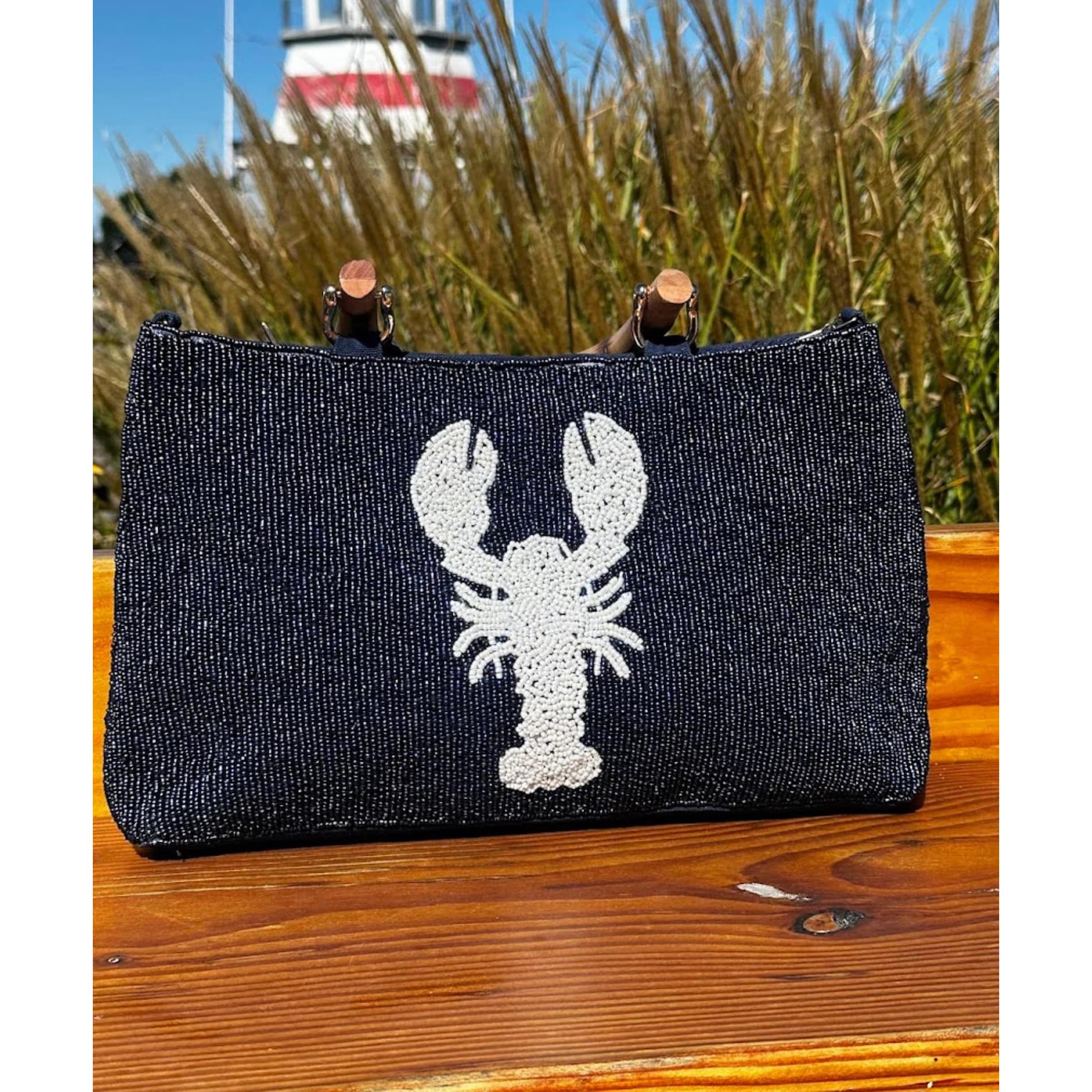 HEAVY CANVAS WRISTLET W WICKER BOTTOM - LOBSTER