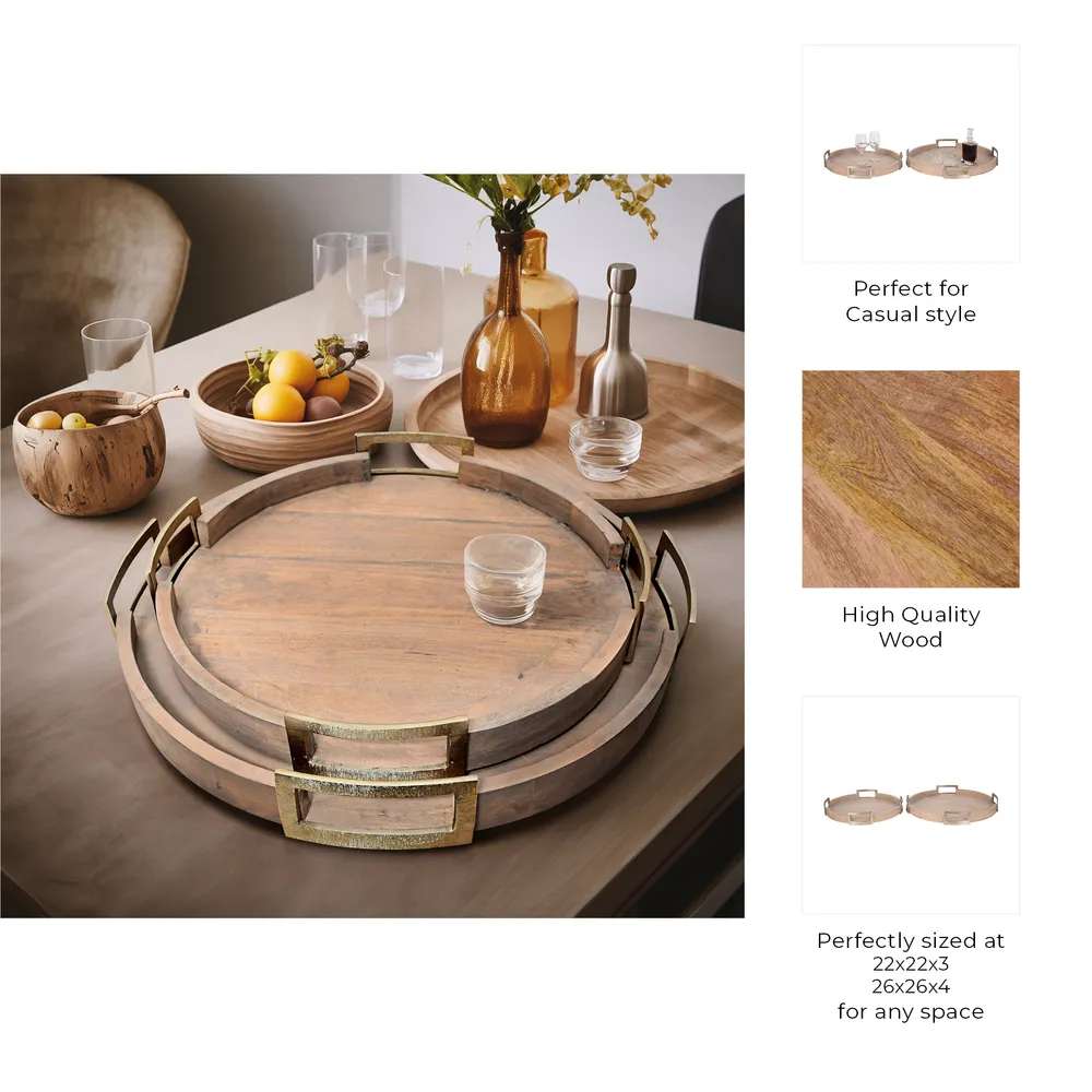 HELTONVALE SET OF 2 BROWN TRAY 4 (IN)