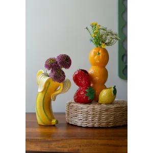 Set of 3 Strawberry, Orange and Lemon Ceramic Bud Vases 2