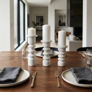 STONERIDGE SET OF 3 WHITE CANDLESTICK 12 (IN) 13