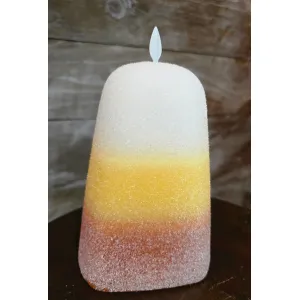 Frosted Candy Corn LED Candle 3x8in 2