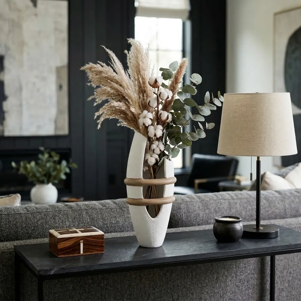 LUKETON WHITE VASE 18 (IN)