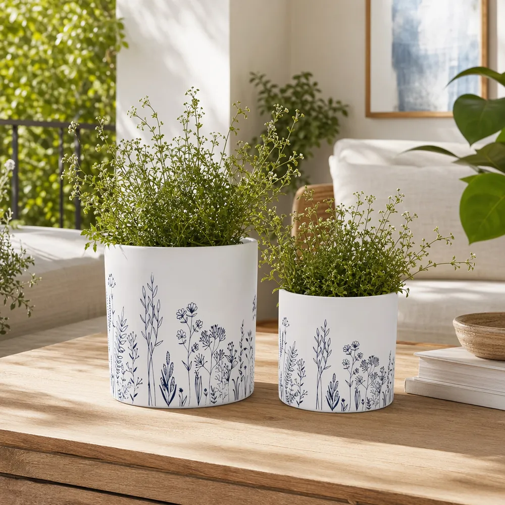 DARRENOAK SET OF 2 WHITE PLANTER 8 (IN)
