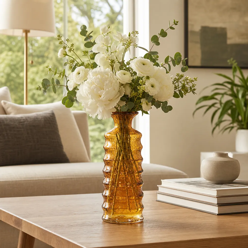 HAMDENWICK ORANGE GLASS VASE 15 (IN)