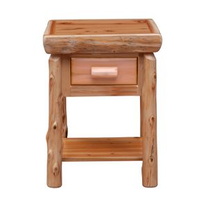 Cedar Log One Drawer Nightstand with Shelf - Natural 4