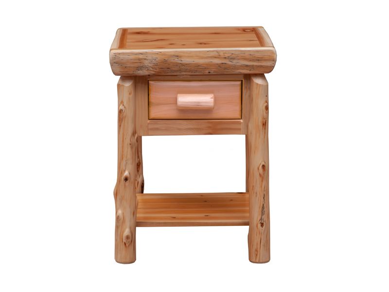 Cedar Log One Drawer Nightstand with Shelf - Coffee 4