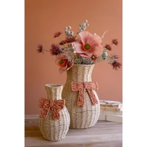 Set of 2 Twisted Paper Vases with Bows 3