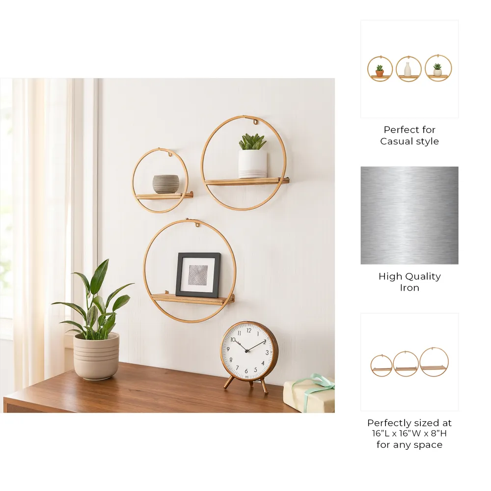 GAIGESTONE SET OF 3 BRONZE WALL SHELF 8 (IN)