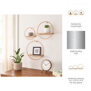 GAIGESTONE SET OF 3 BRONZE WALL SHELF 8 (IN) 9