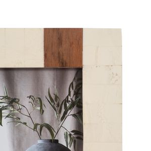 RESIN, 4X6 WOOD STRIPE PHOTO FRAME, IVORY/BROWN 6