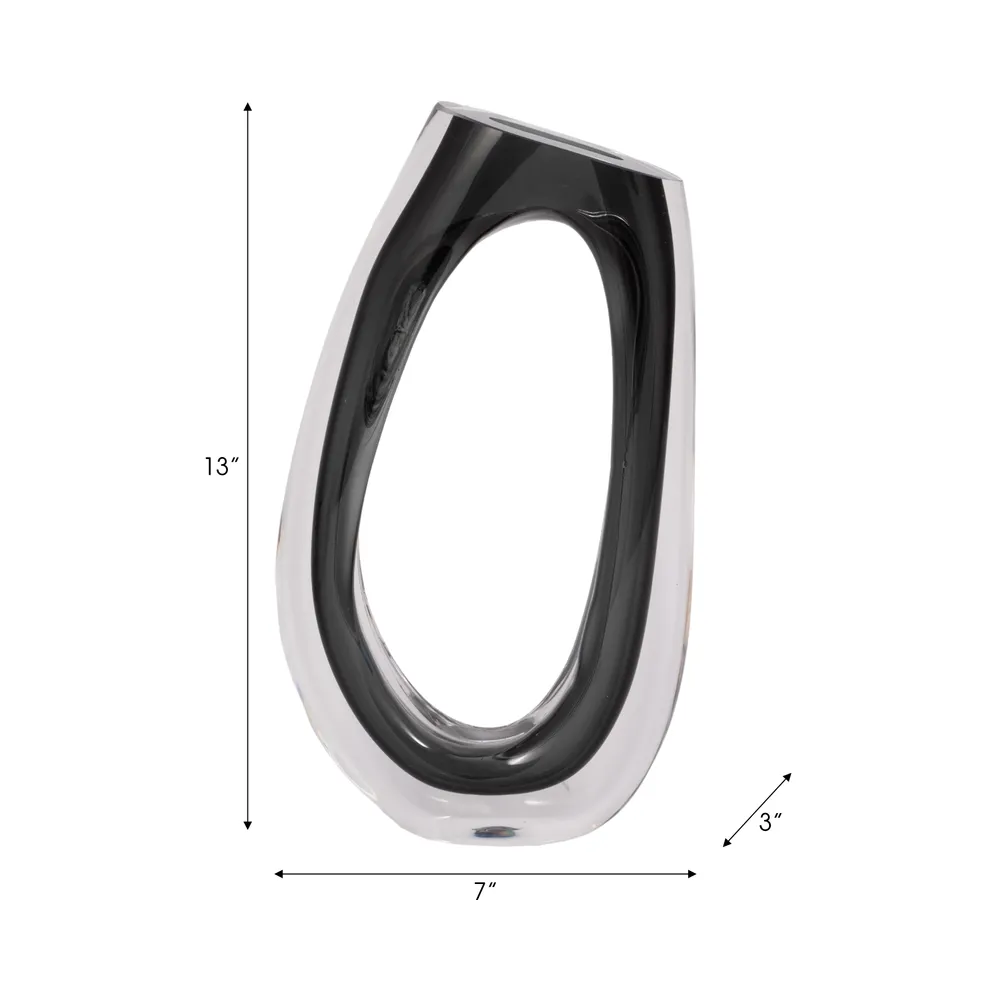 ELWYNMILL BLACK GLASS VASE 13 (IN)