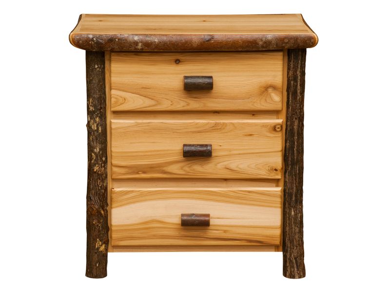 Hickory Log XL Three Drawer Nightstand - Slate 4