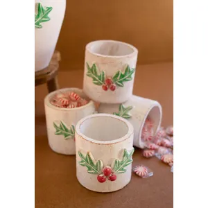 Clay Christmas Holly Container 1
