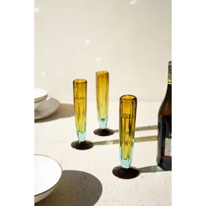 Blue and Amber Recycled Champagne Glass 3