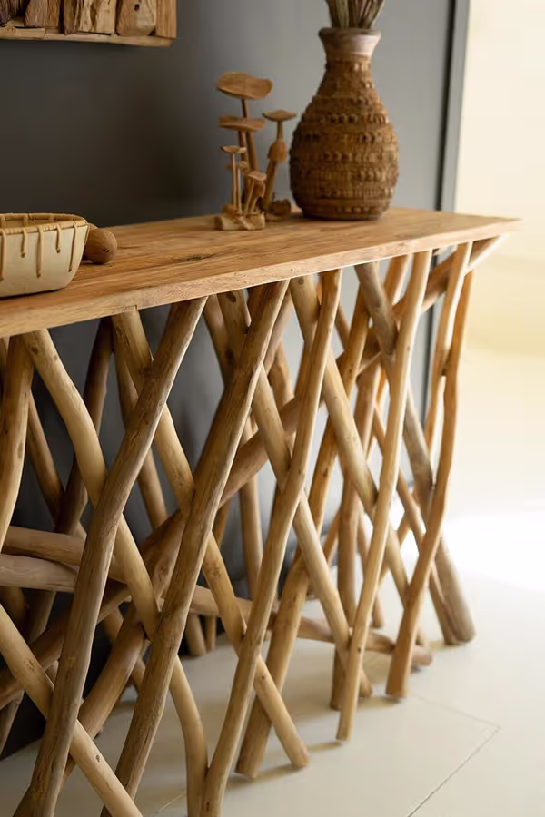 Repurposed Teakwood Branches Console Table