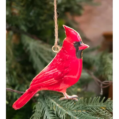 Metal Cardinal Ornament 5.5x4in