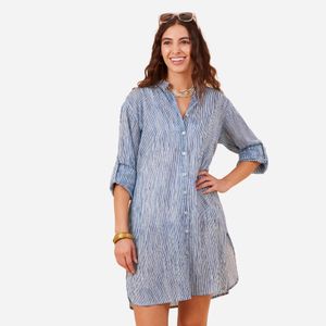 Suri Navy Cotton Button Down Beach Tunic 3