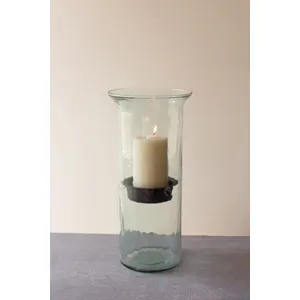Original Glass Candle Cylinder with Rustic Insert / Large 1