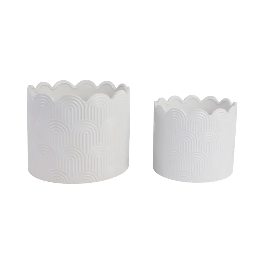 MORGANWIND SET OF 2 WHITE PLANTER 10 (IN)