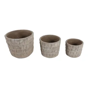 HOUSTONHAVEN SET OF 3 GRAY PLANTER 8 (IN) 5
