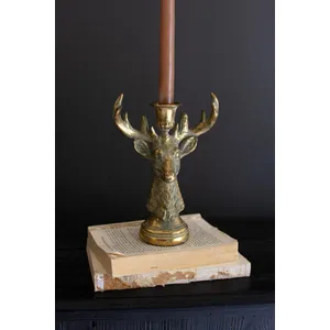 Gold Deer Resin Taper Candle Holder 1