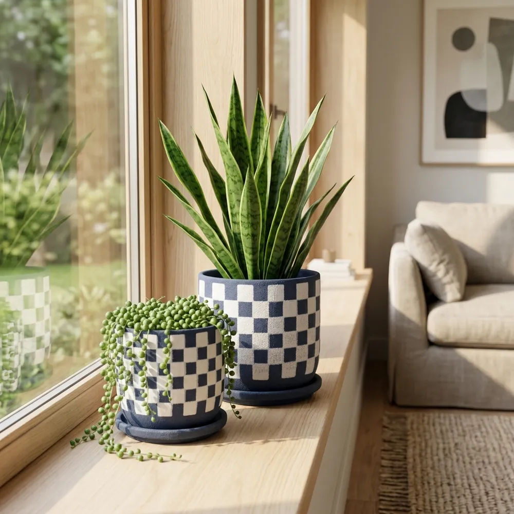 BRIGHTONVIEW SET OF 2 BLUE PLANTER 6 (IN)