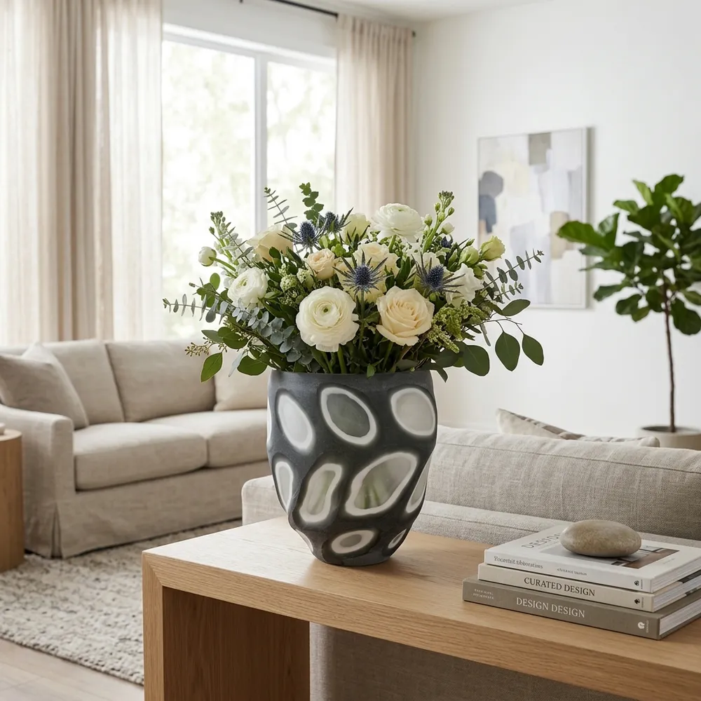ARNETTBEACH GRAY GLASS VASE 11 (IN)