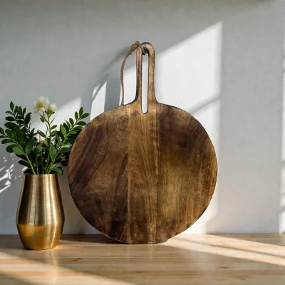 Dark Wood Round Chopping Board 20x15x0.5in