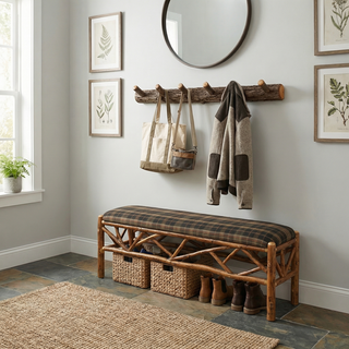 Hickory Log Wall Coat Rack - 36-inch with 6 Pegs