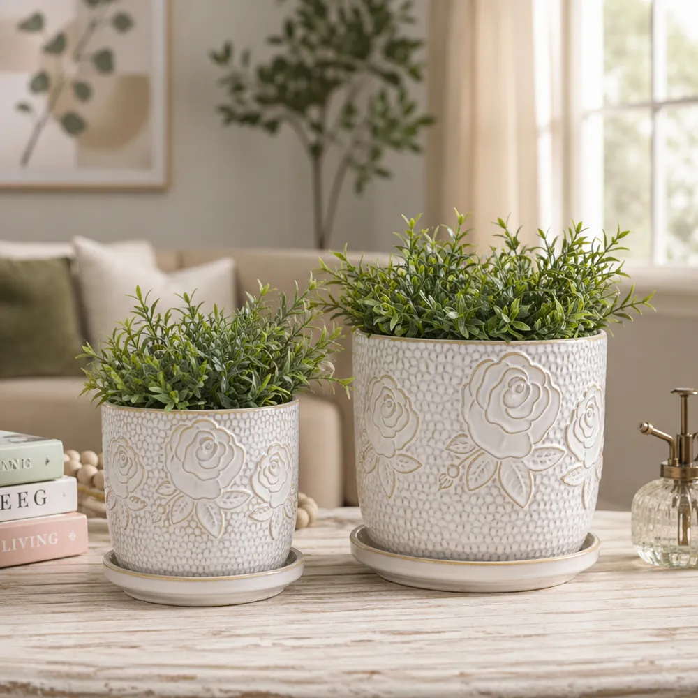 HOBARTGATE SET OF 2 IVORY PLANTER 7 (IN)