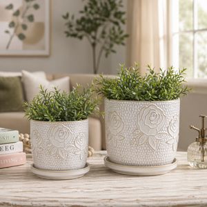 HOBARTGATE SET OF 2 IVORY PLANTER 7 (IN) 11