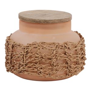 5" 14 OZ PINK SUNSET WOVEN CANDLE W/ LID, PINK 1