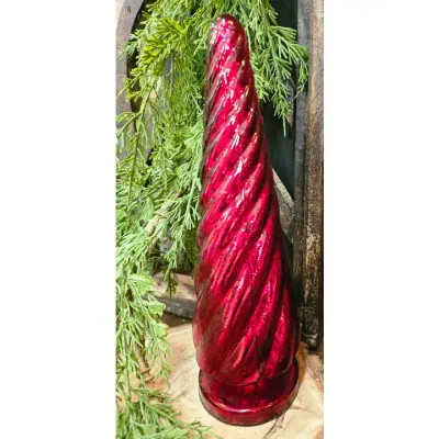 Small Red Mercury Glass Tree 12x3.5x3.5in