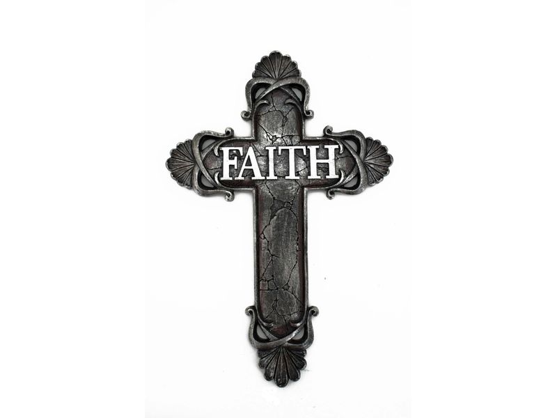 RESIN BLUE CRACKLE FAITH CROSS 1