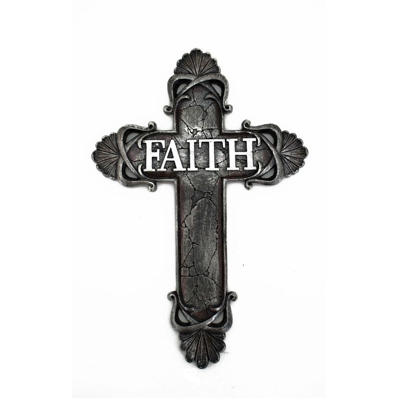 RESIN BLUE CRACKLE FAITH CROSS