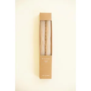 Set of 2 Rustic Taper Candles / Linen 1