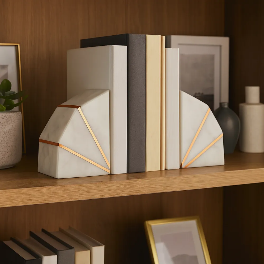 ORTONFORD SET OF 2 WHITE BOOKENDS 6 (IN)