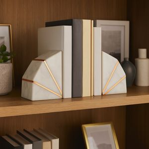 ORTONFORD SET OF 2 WHITE BOOKENDS 6 (IN) 10