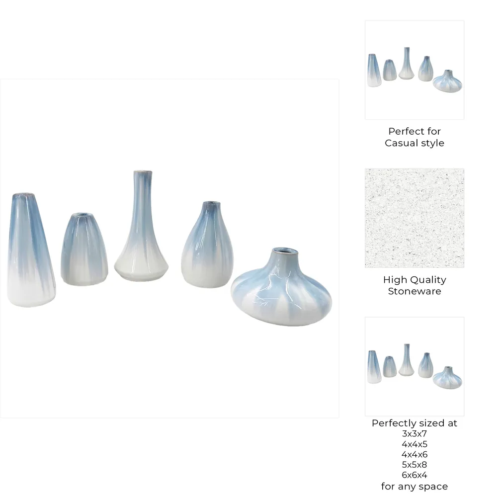 PAXTON SET OF 5 BLUE VASES 8 (IN)