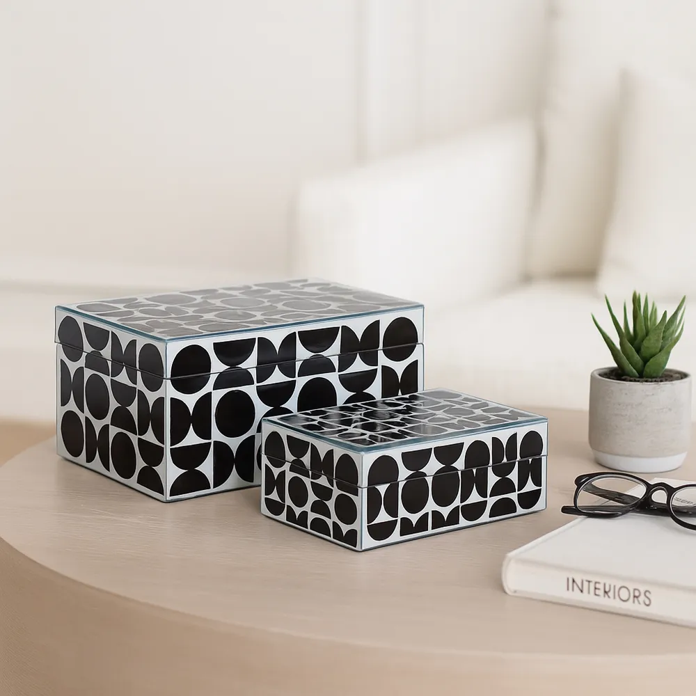 DUNEGROVE SET OF 2 BLACK BOXES 4 (IN)