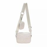 WHITE HIP BAG W ROPE STRAP & JUTE - ANCHOR - ASST 1