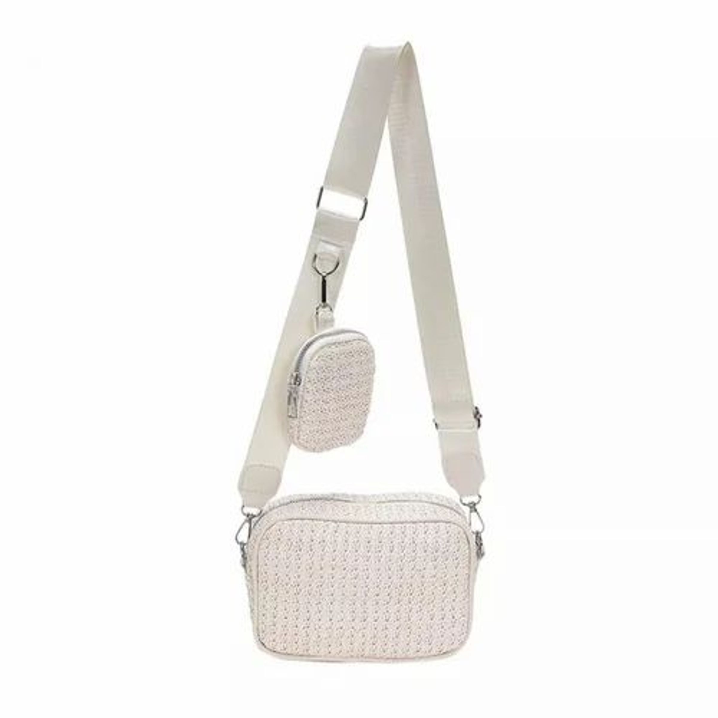 WHITE HIP BAG W ROPE STRAP & JUTE - ANCHOR - ASST