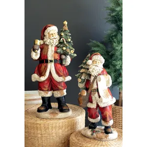 Traditional Faux Concrete Santa with Bell 4