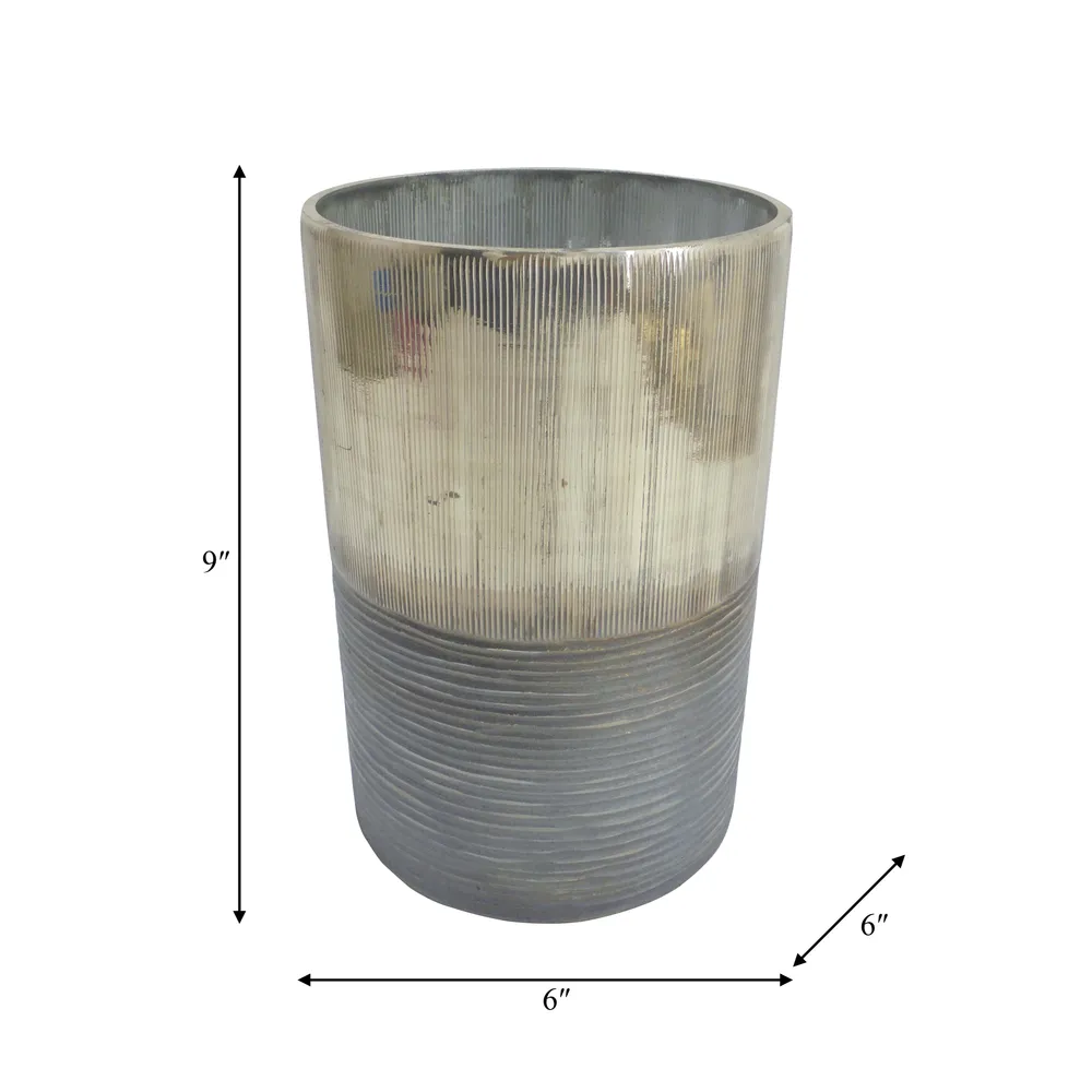 ARLOROSE SILVER GLASS VASE 9 (IN)